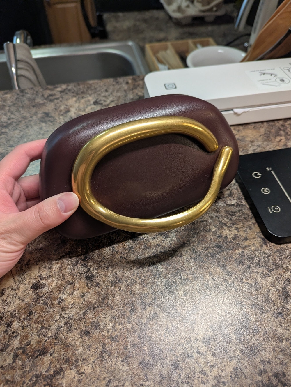 Brown Metal Clutch